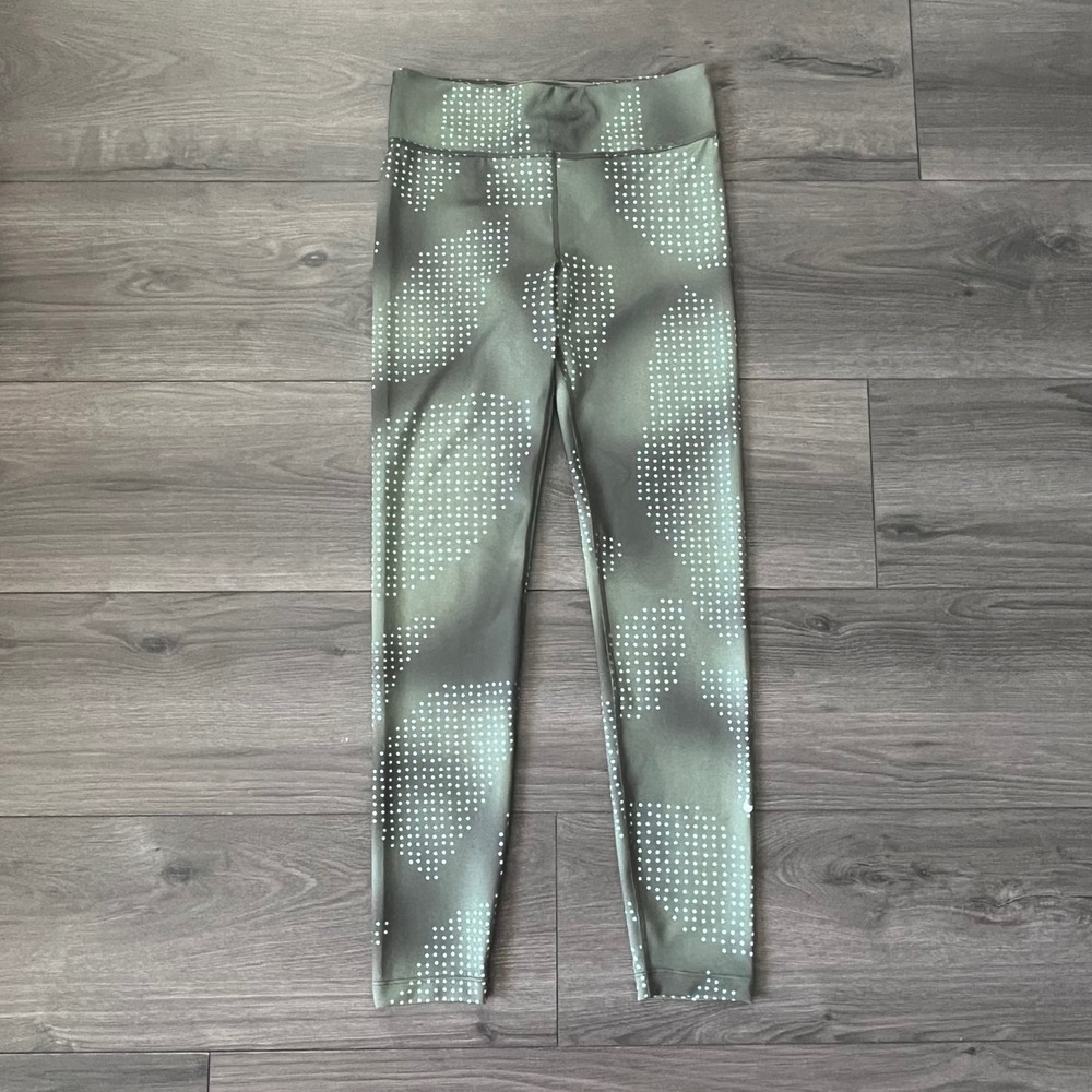 Nike Dri-FIT Womens Olive Green Dotted Geometric Print Leggings Size Large